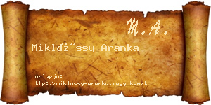 Miklóssy Aranka névjegykártya